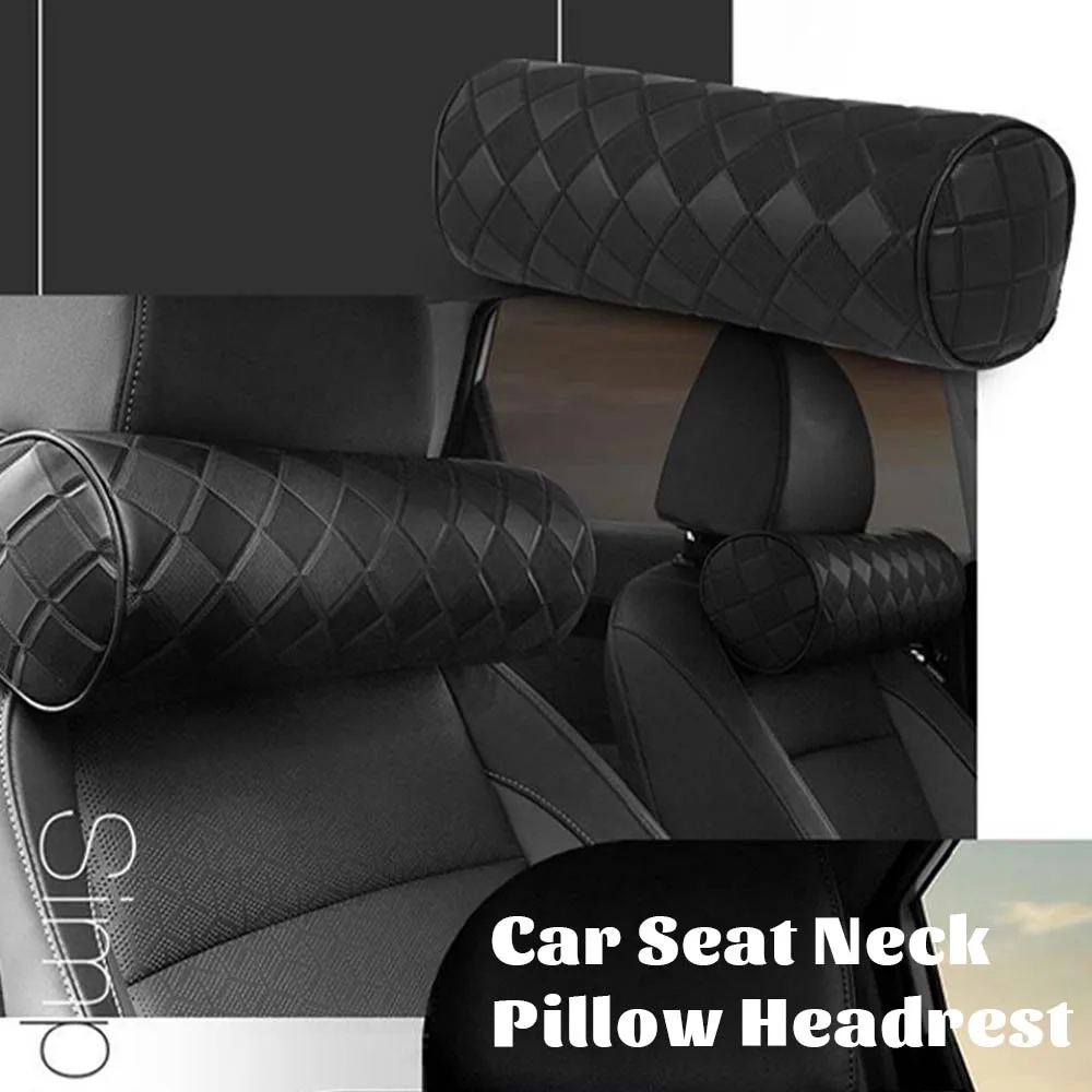 

Universal Car Seat Neck Pillow,High-grade Cylindrical Neck Headrest,Diamond Embossed Leather Chair Headrest Protection Accessory