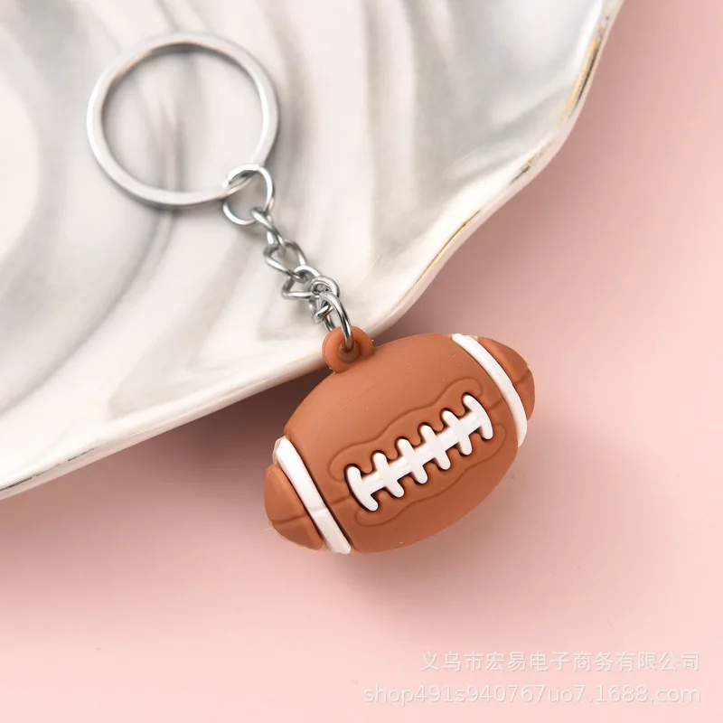 Creative Fan Rugby Key Chain Men Girls Car blue ball pendant Sports gift bag pendant chain