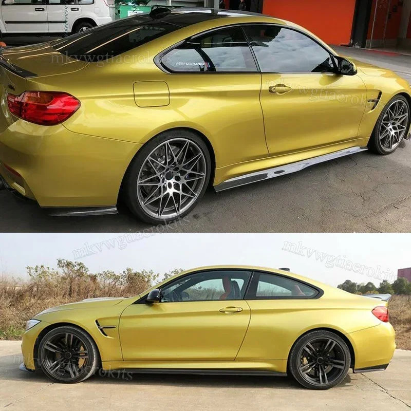 For 2015-20 BMW F80 M3 F82 M4 M Sport Side Skirts Extension Lip Carbon Look Pair