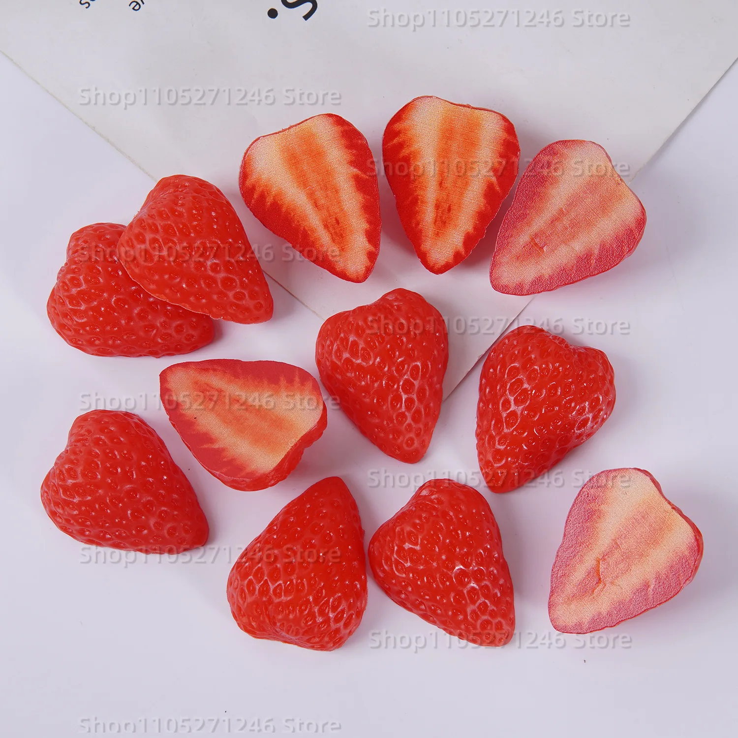 10 Piezas de Fresas Artificiales, Modelo de Fruta Falsa, Media Fresa Artificial, Decoración, Accesorio de Fotografía, Decoración para Ventanas, Decoración del Hogar