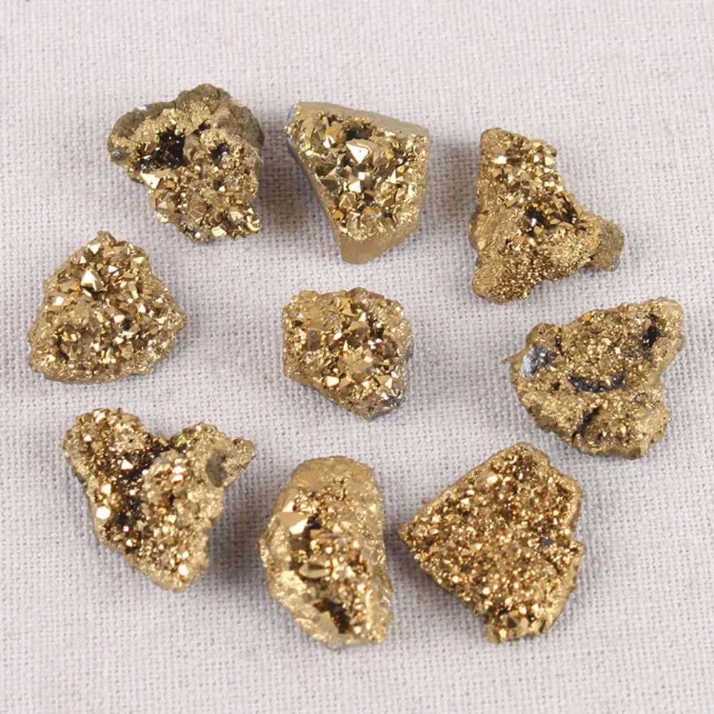 1PC Bare Quartz Natural Materials Jewelry Making Raw Gemstone Electroplating Gold Crystal Cluster Titanium Geode