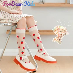 Summer Children Girl's Cute Transparent Strawberry Socks Kid's Toddler Princess Knee High Socks Japanese Style JK Women Sock