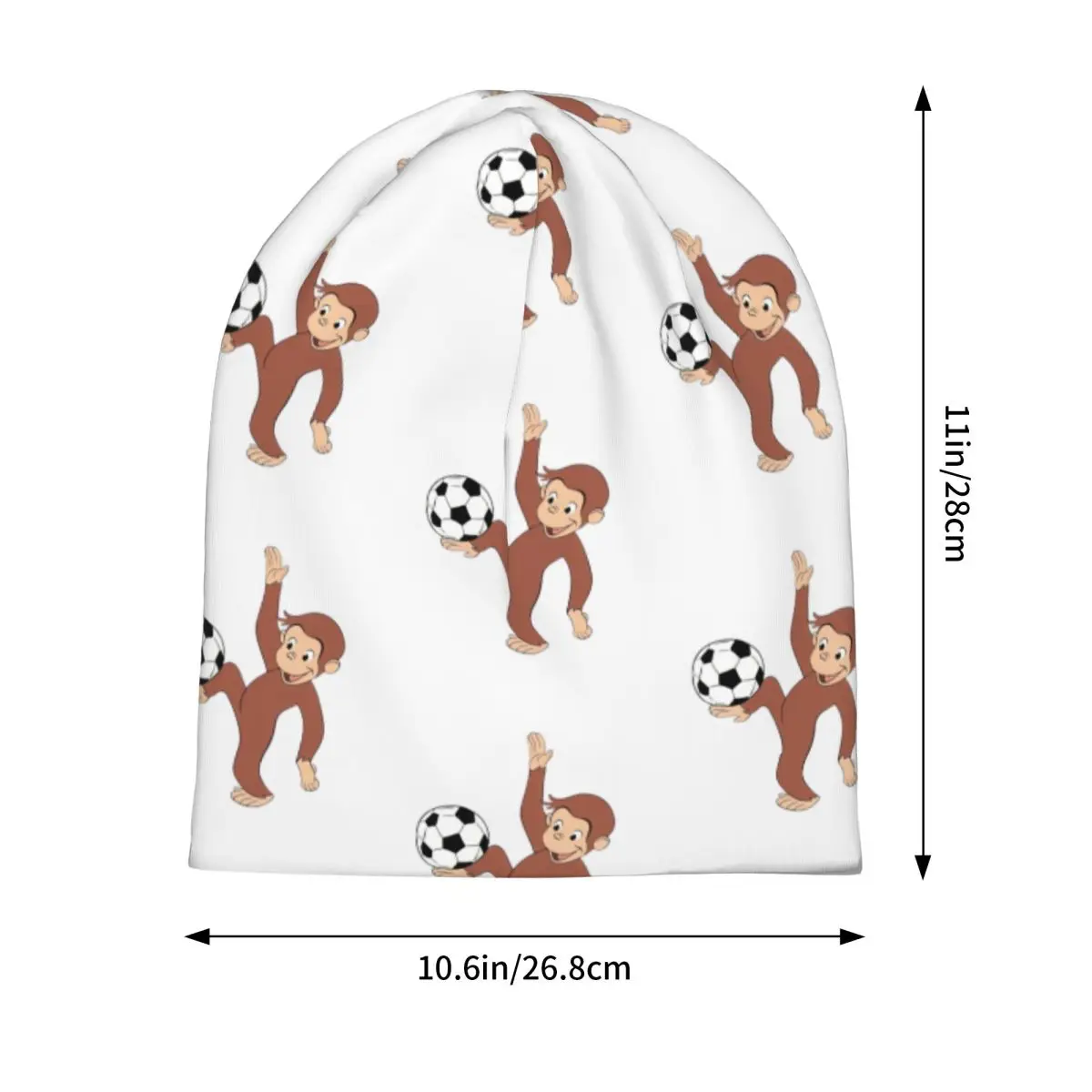 Soccer Brown Monkey Cartoon Bonnet Hat Autumn Winter Street Skullies Beanies Hat Curious George for Men Women Multifunction Caps