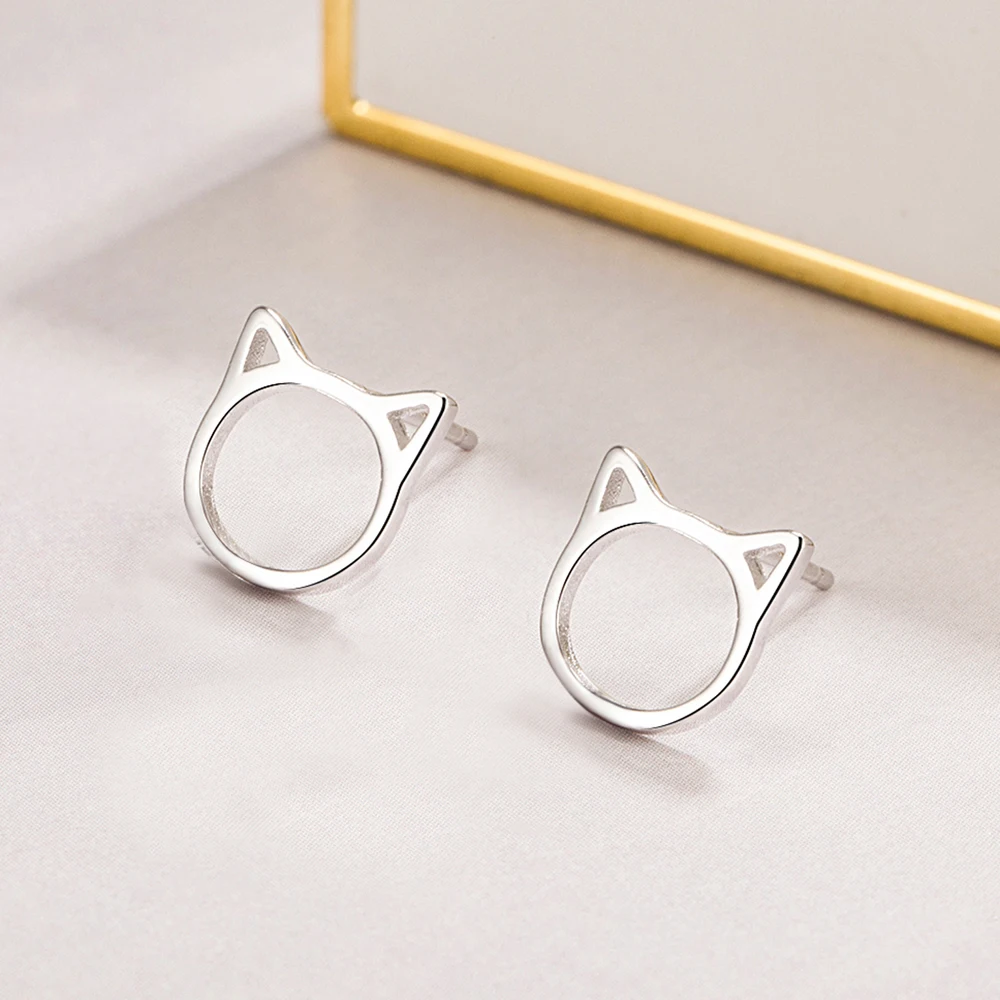 

Classic Simple 925 Sterling Silver Coco Cat Ear Studs And Drop Earrings Women's Fashion Jewelry Short And Long Styles Available