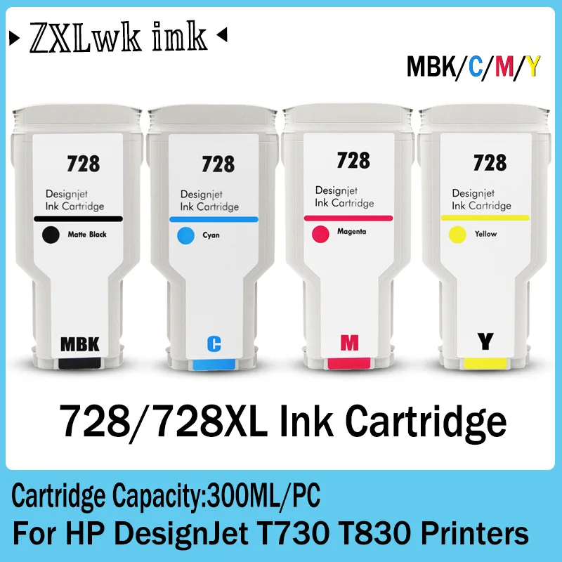 

For HP 728 728XL Compatible Ink Cartridge F9J68A F9K17A F9K16A F9K15A For HP DesignJet T730 T830 Printers