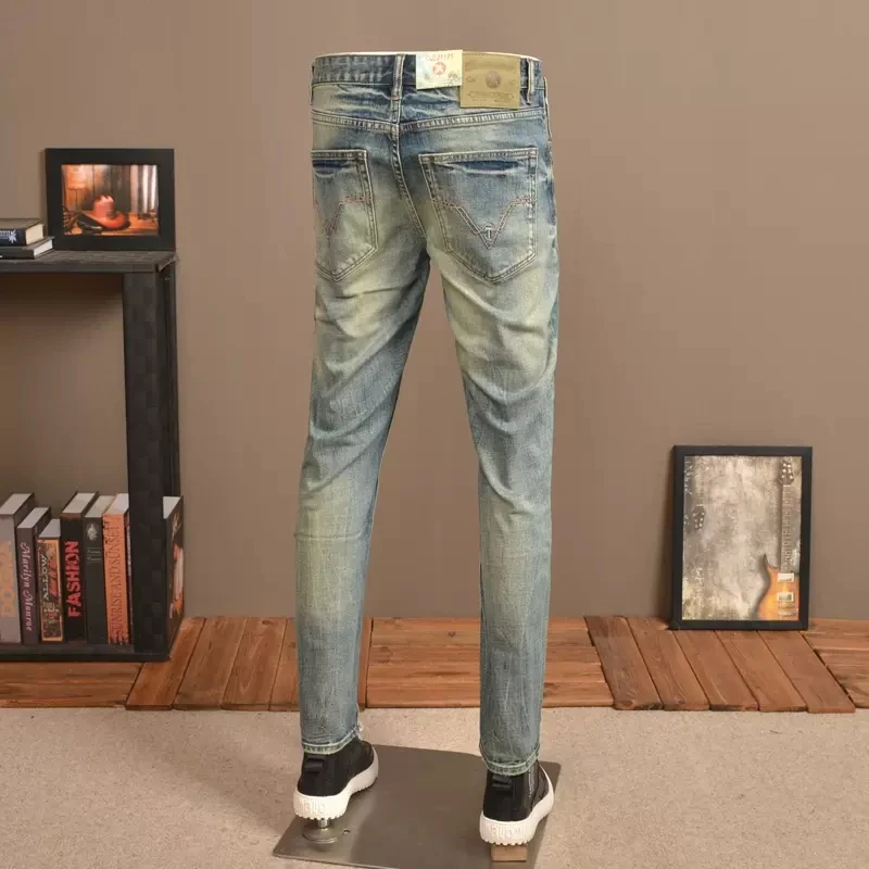 Newly Fashion Vintage Men Jeans High Quality Stretch Slim Fit Ripped Jeans Men Trousers Retro Designer Casual Denim Pants Hombre