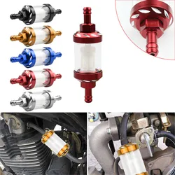 8mm Chrome Glass Fuel Filter Universal Washable Car Fuel Filter For Motorcycle Boats Inline Petrol Diesel Filter 1pc