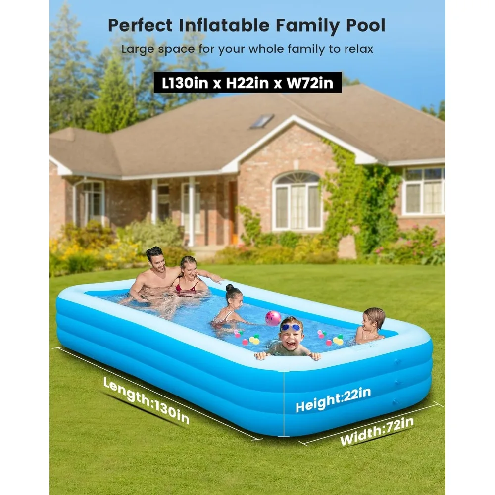 Inflatable Pool with Pump, 130