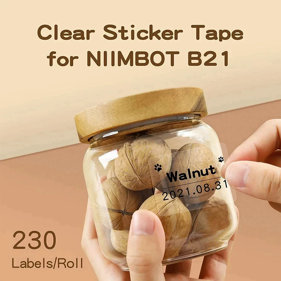 Niimbot Transparent Label Printer More Rolls Stickers Printer Thermal Label Waterproof Stickers Fast Printing For B1/B21 NEW