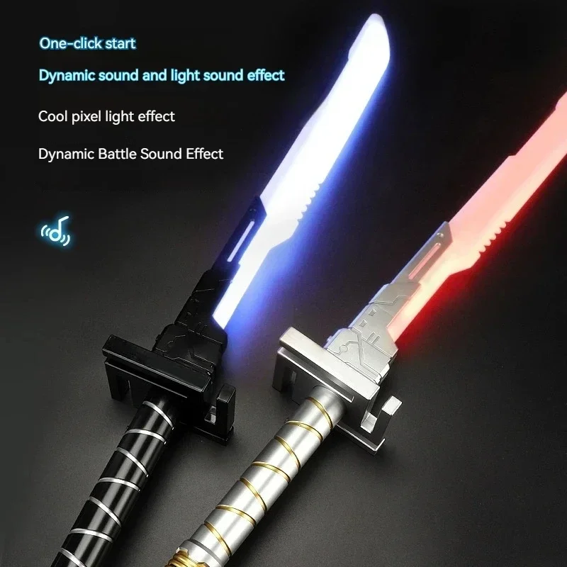 Hadiah lucu prank: 71cm 2-in-1 pedang laser, 7-color lgt lightsaber dengan lampu streamer efek pertarungan sengit, barang keren mainan anak