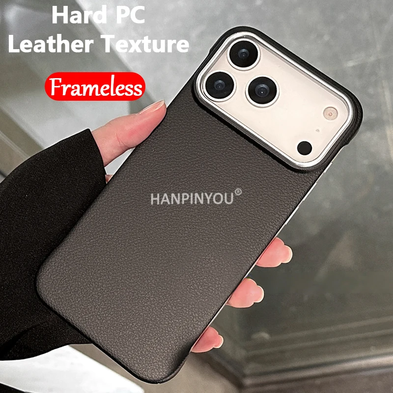 Business Litchi-Leder-Textur Hülle für Apple iPhone 17 16 15 14 Pro Max Air Ultradünne Rahmenlose Matte Harte PC-Abdeckung