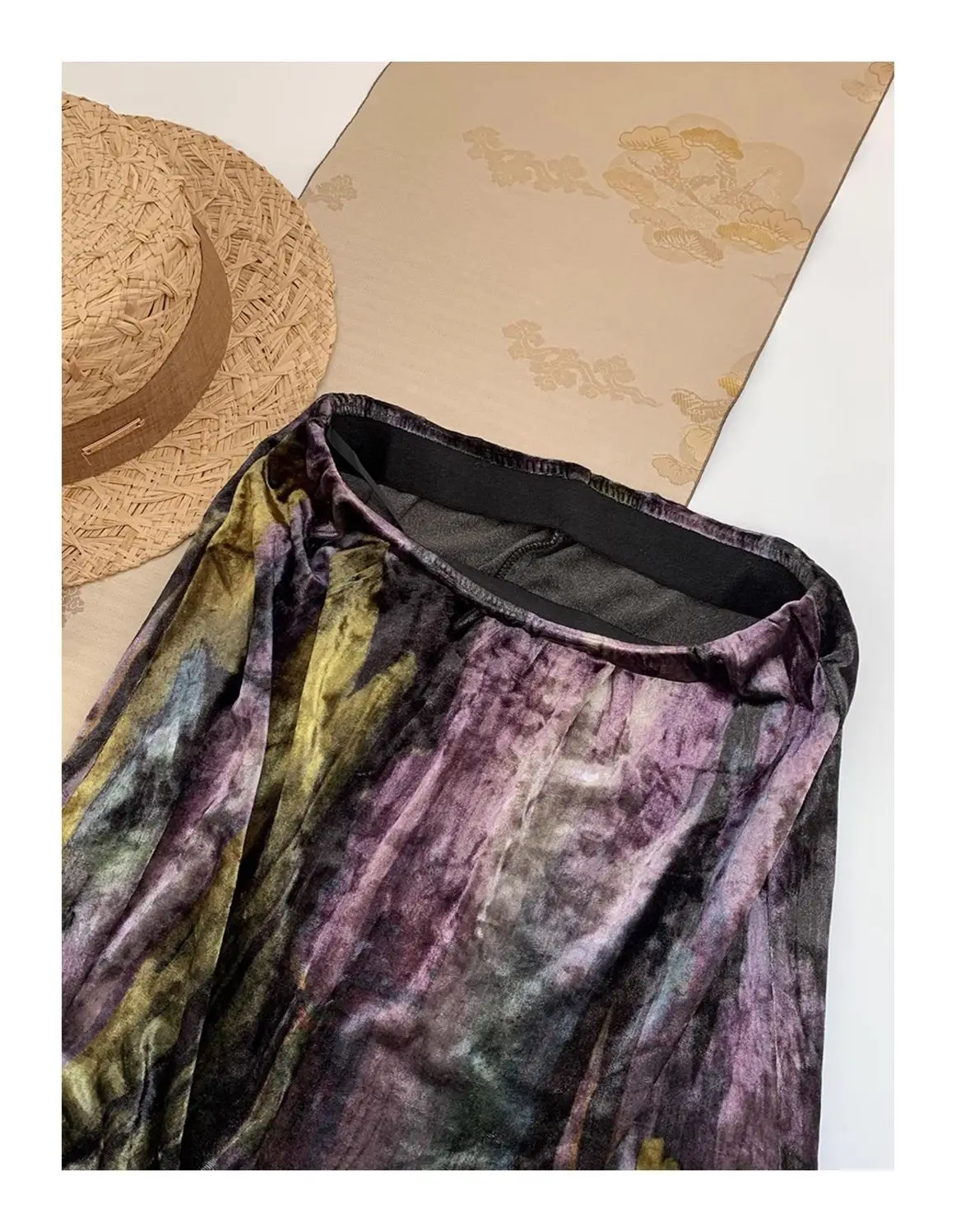 Jesień Nowy Retro Nowy Chiński Styl Lekka Luksusowa Tekstura Moda Rozmazana Spódnica Damska Wysoka Talia Wszechstronna Długa Spódnica A-Line