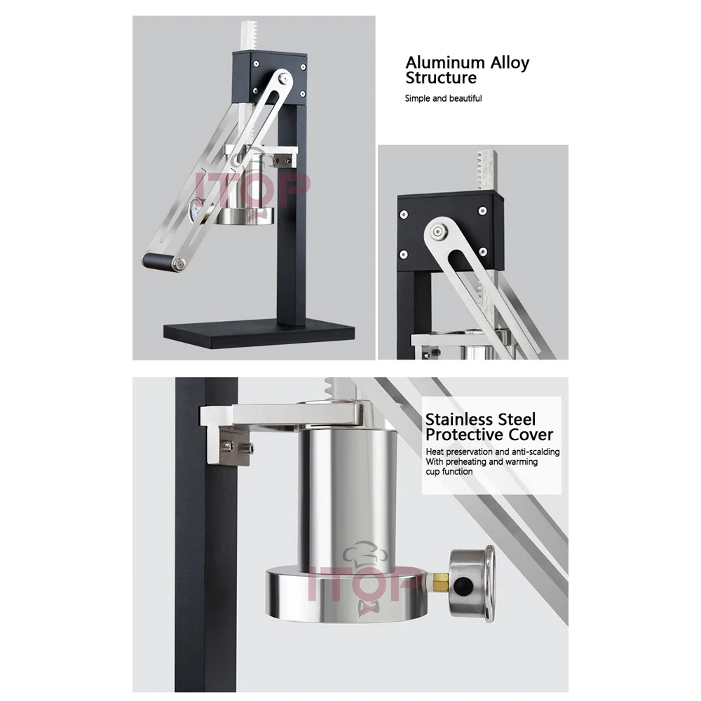 ITOP 수동 에스프레소 메이커 핸드 프레스 커피 머신 레버, 압력 게이지 포함, 플러그 분리 커피 머신, 2022 신제품