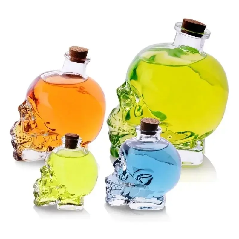 100-750ML Creativity Glass Skull Head Cup Vodka-Shot Whiskey Wine Drinking Bottle Decanter Drinkware Bar Tools Halloween Gifts