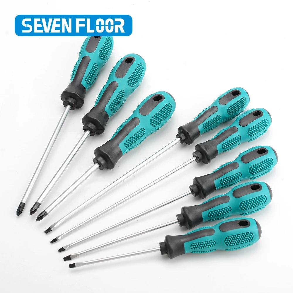 1PCS Multifunctional Flat Head Cross Screwdriver Magnetic Screwdriver Household Anti Slip Repair Manual Screwdriver