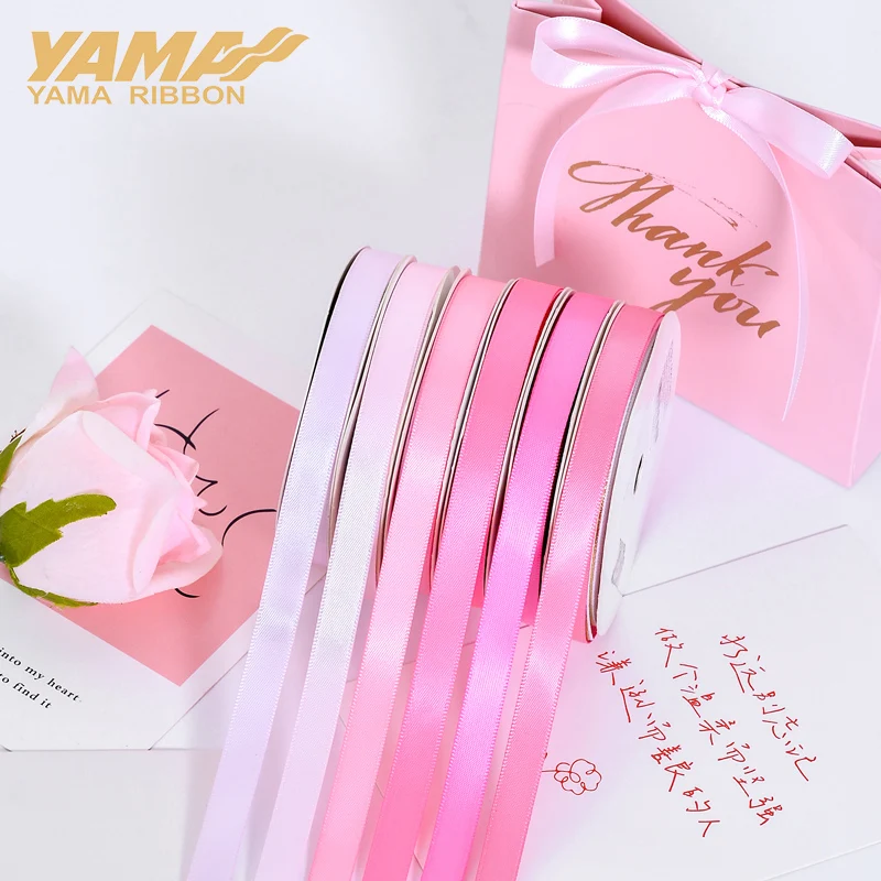 YAMA 100yards Double Face Satin Ribbon 6 9 13 16 19 22 mm Black Red White Silver for Wedding Decoration Handmade Flowers Gifts