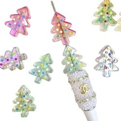 5pcs Happy Christmas cute cartoon Christmas tree acrylic beads for DIY bracelet jewelry pen pendant Handmade material