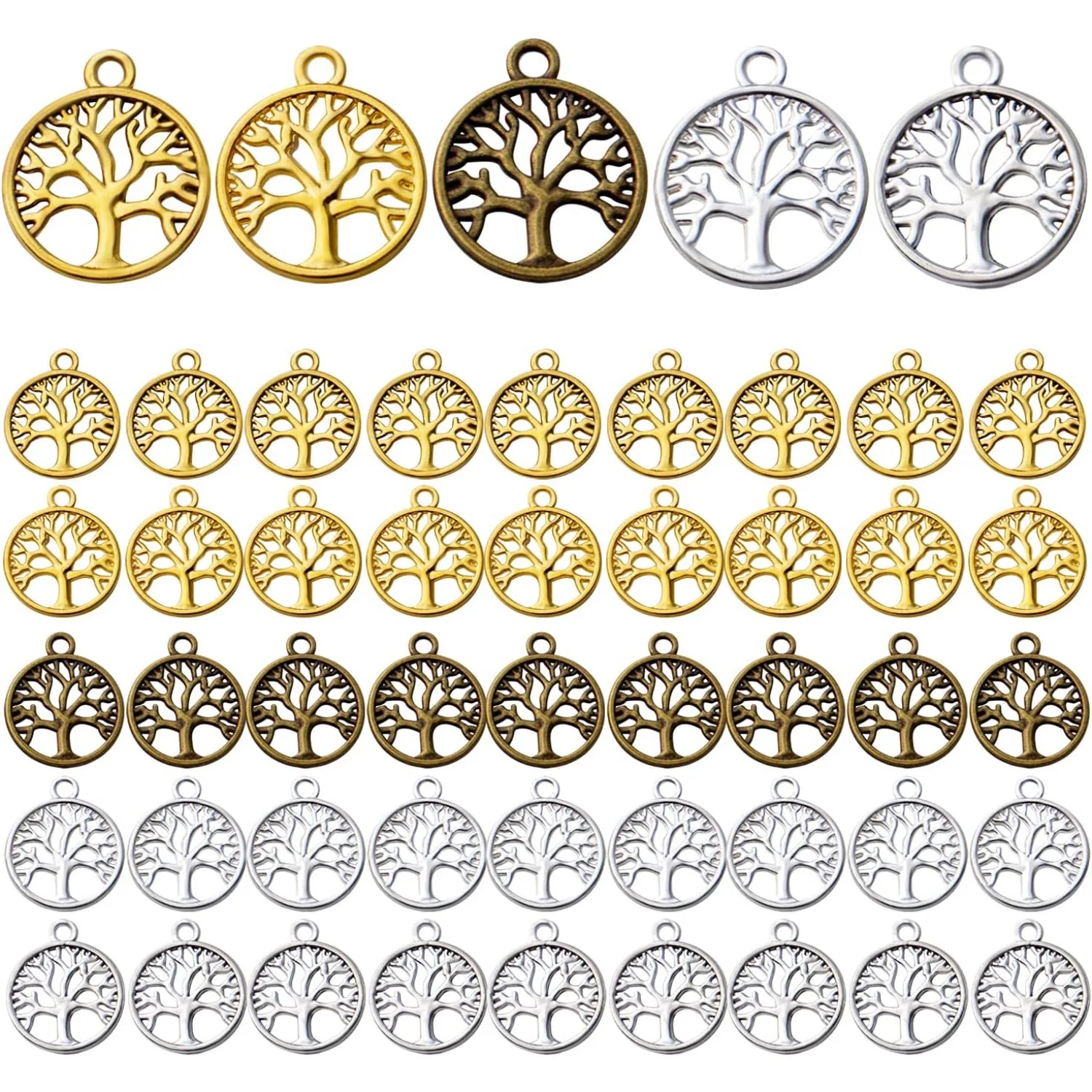 

50pcs Tree of Life Charms Pendants Alloy Tree Bead Charm Craft Supplies for Bracelet Necklace Jewelry Making Findings Accessory