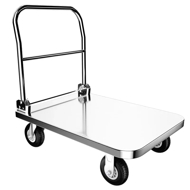 1000kg 304 stainless steel Large size 100*65cm hand truck trolley cart heavy duty load capacity  hand cart platform trolley