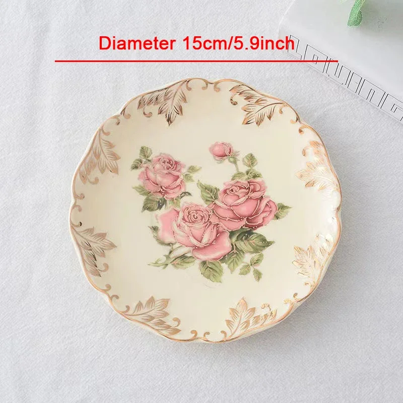 Rose Flower Hand Painted Coffee Cup Saucer Nordic Dessert Pastry Plate Fruit Snack Dish Tableware Household Kitchenware