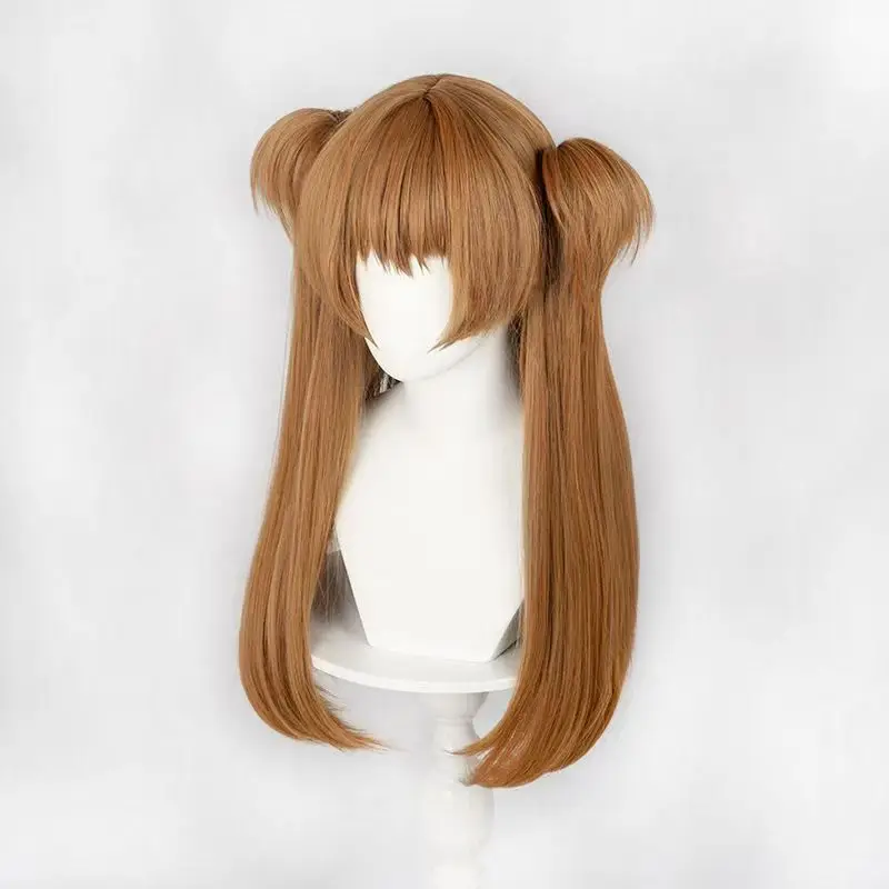 EvaNeon Genesis Evangelion Asuka Peruca Cosplay Laranja Dupla Rabo de Cavalo Tigre Clip Anime Peruca