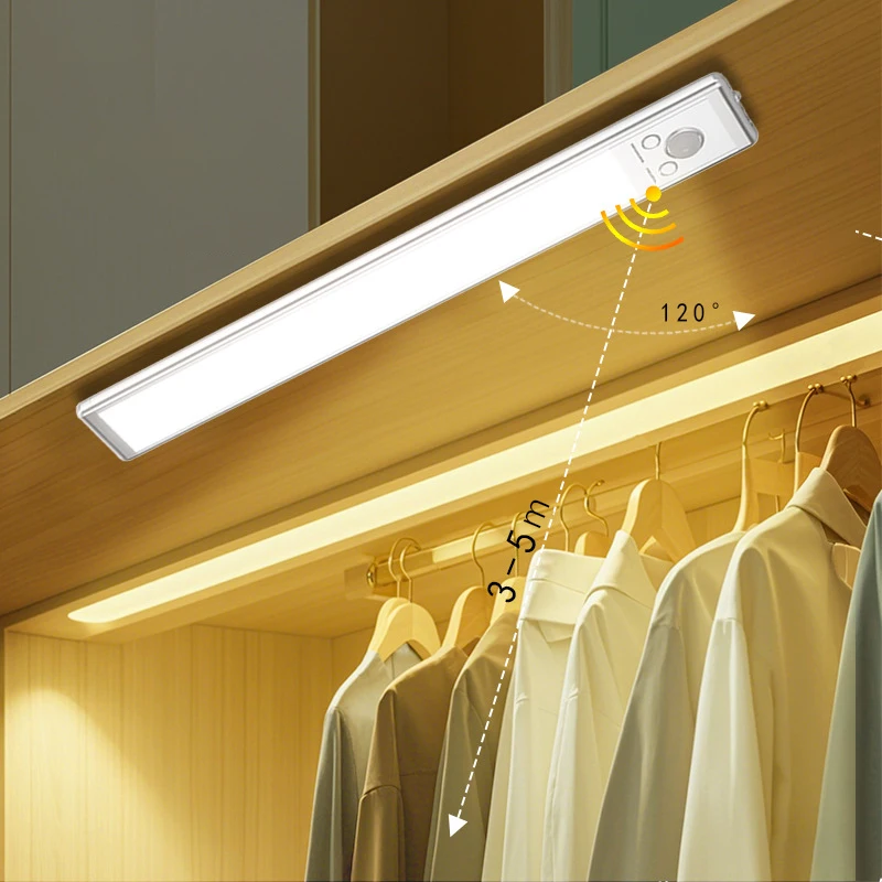 

Motion Sensor Night Light USB Rechargeable Wireless Lamp Under Cabinet Led Lights for Kitchen Cabinet Bedroom Wardrobe Lighting