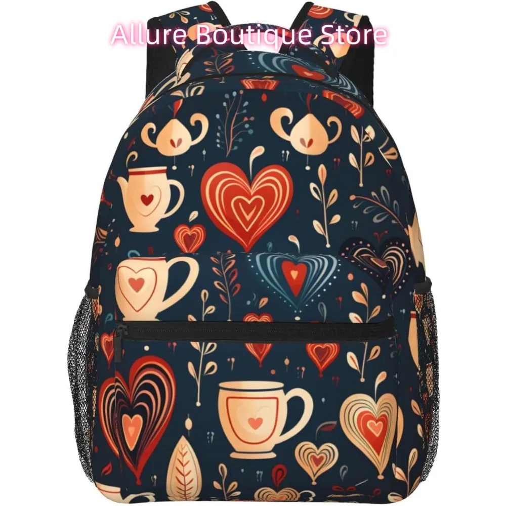 

laptop bag back to school Love Heart Coffee Lightweight Laptop Backpack Lightweight Multipurpose Travel Casual Daypack Unisex Co