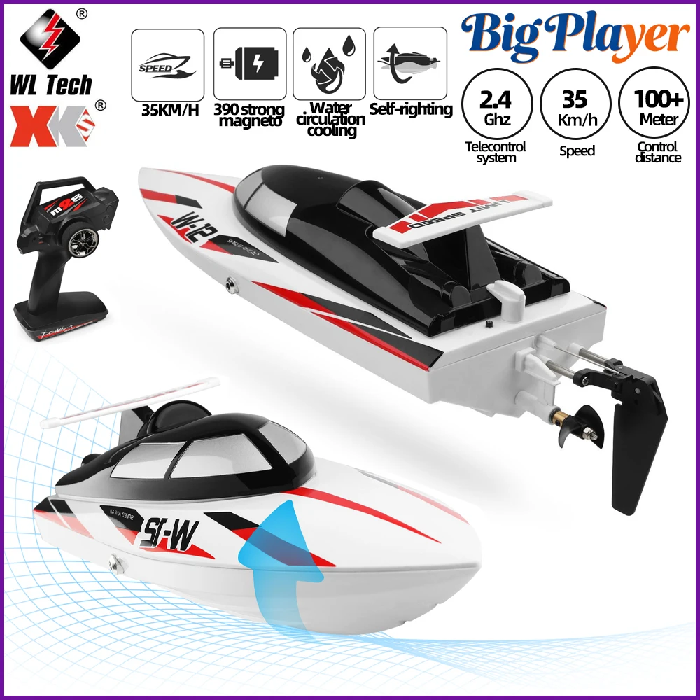 WLtoys WL912-A Bote de Carreras RC de Alta Velocidad, 35KM/H Velocidad Máxima, Lancha Rápida con Control Remoto de 2.4GHz y Protección Contra Vuelcos, Juguete de Regalo