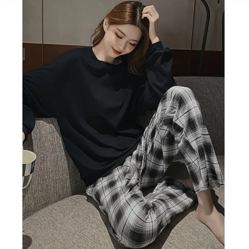Students Long-Sleeve Long-Pants Pajamas - Women's Coordinated Homewear Girls Casual Set That Can Be Worn Outside Adult Pajamas