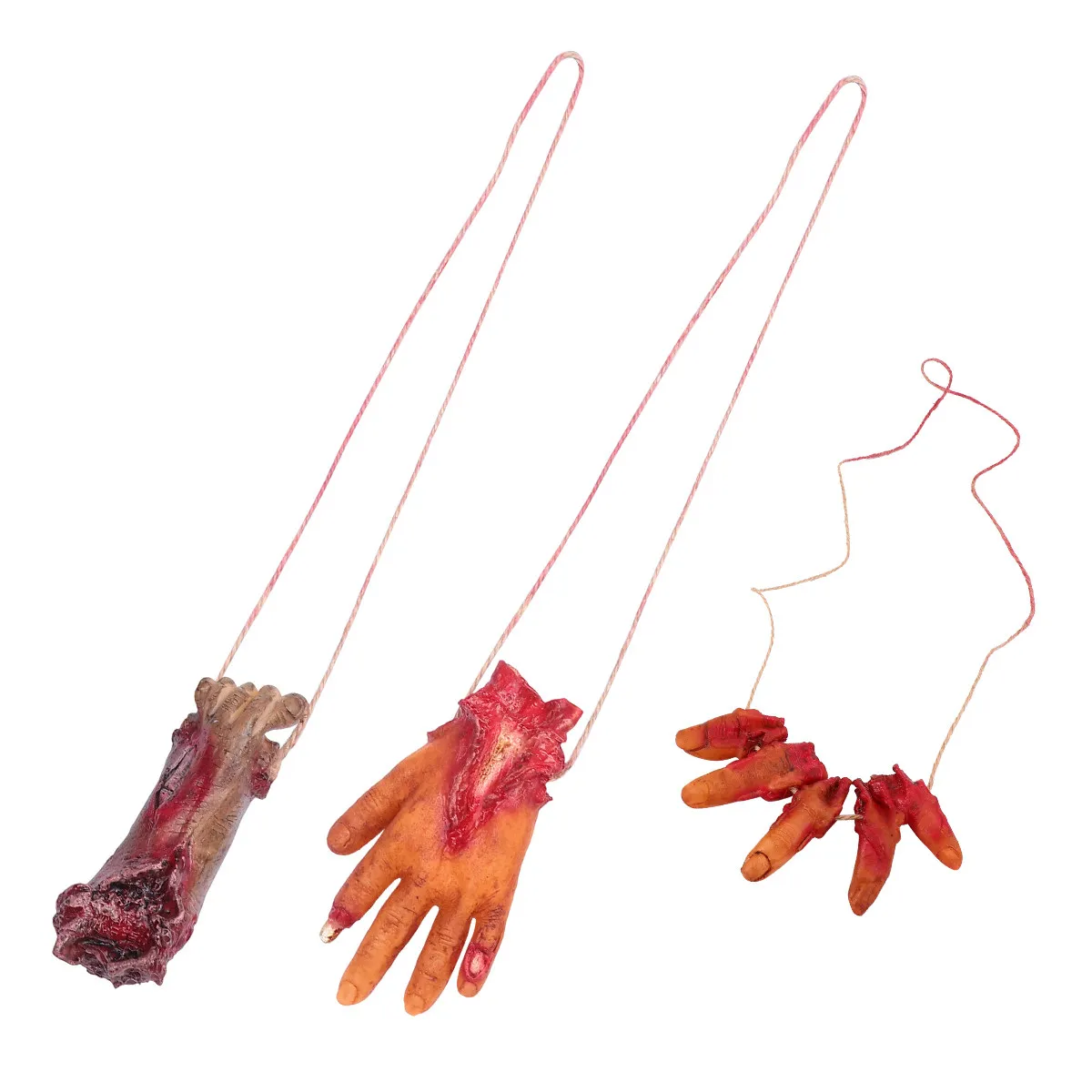 

3Pcs Halloween Broken Hand Hanging Chains Creepy Organ Ornaments Haunted House Horror Party Scary Decoration Props