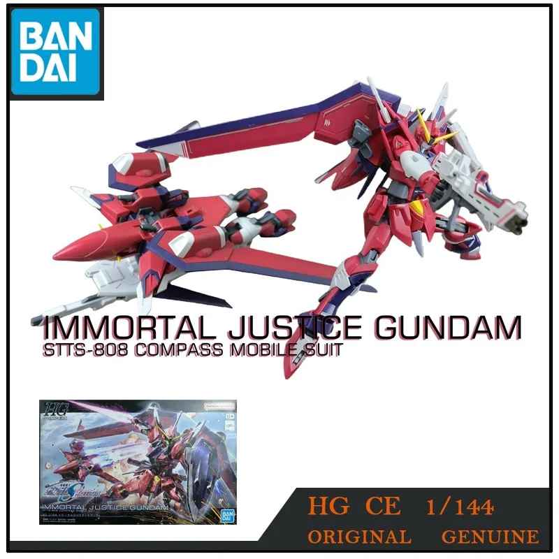 Bandai Original HGCE 1/144 IMMORTAL JUSTICE GUNDAM Anime Action Figures Toy for Boys Girls Kids Gift Collectible Model Ornaments