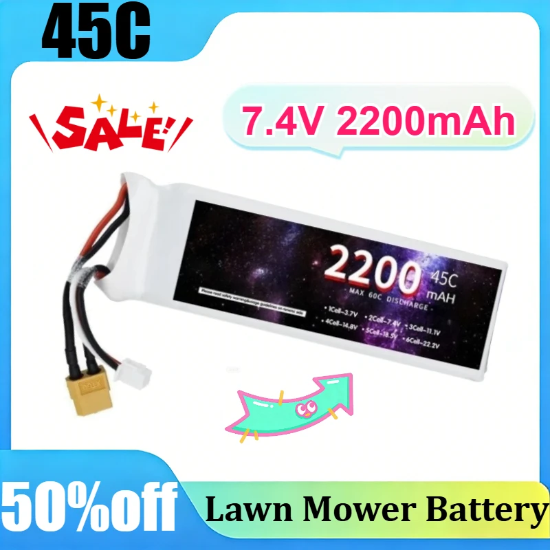 

2S 7.4V 2200mAh 45C for Quad RC FPV Airplane Drone Racing Hobby Lipo Battery with XT60U Plug