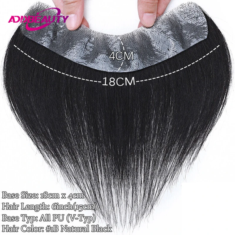 Línea de cabello humano Vstyle para hombre, piel fina, toupee indio, peluca de cabello humano, PU completo de 0.08mm, frente en V, sistema de cabello natural, pieza 2
