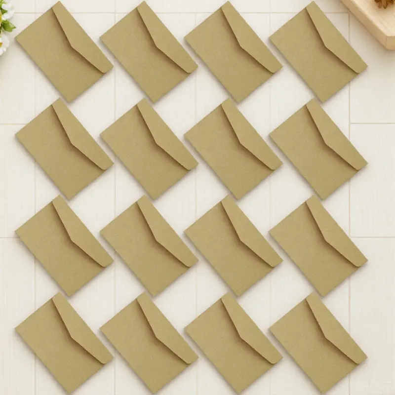 

100 шт. крафтовых конвертов-пакетов, плотные, устойчивые к разрывам, мини-конверты для открыток, писем, документов, приглашений, в ретро-стиле