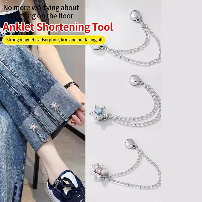2 Stück Multifunktionale Magnetische Kleidungsklammern mit Kette, Metall-Jeansknopf-Clips, Magnetische Befestigungsnadeln für Kleidung, Schals, Hosenbeine und Manschetten – Detail 7