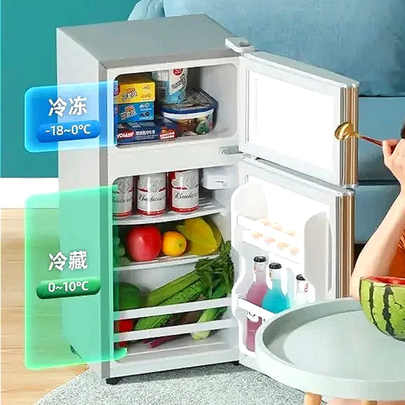 Small refrigerator for household use, small dormitory rental, mini energy-saving office, double door refrigerator