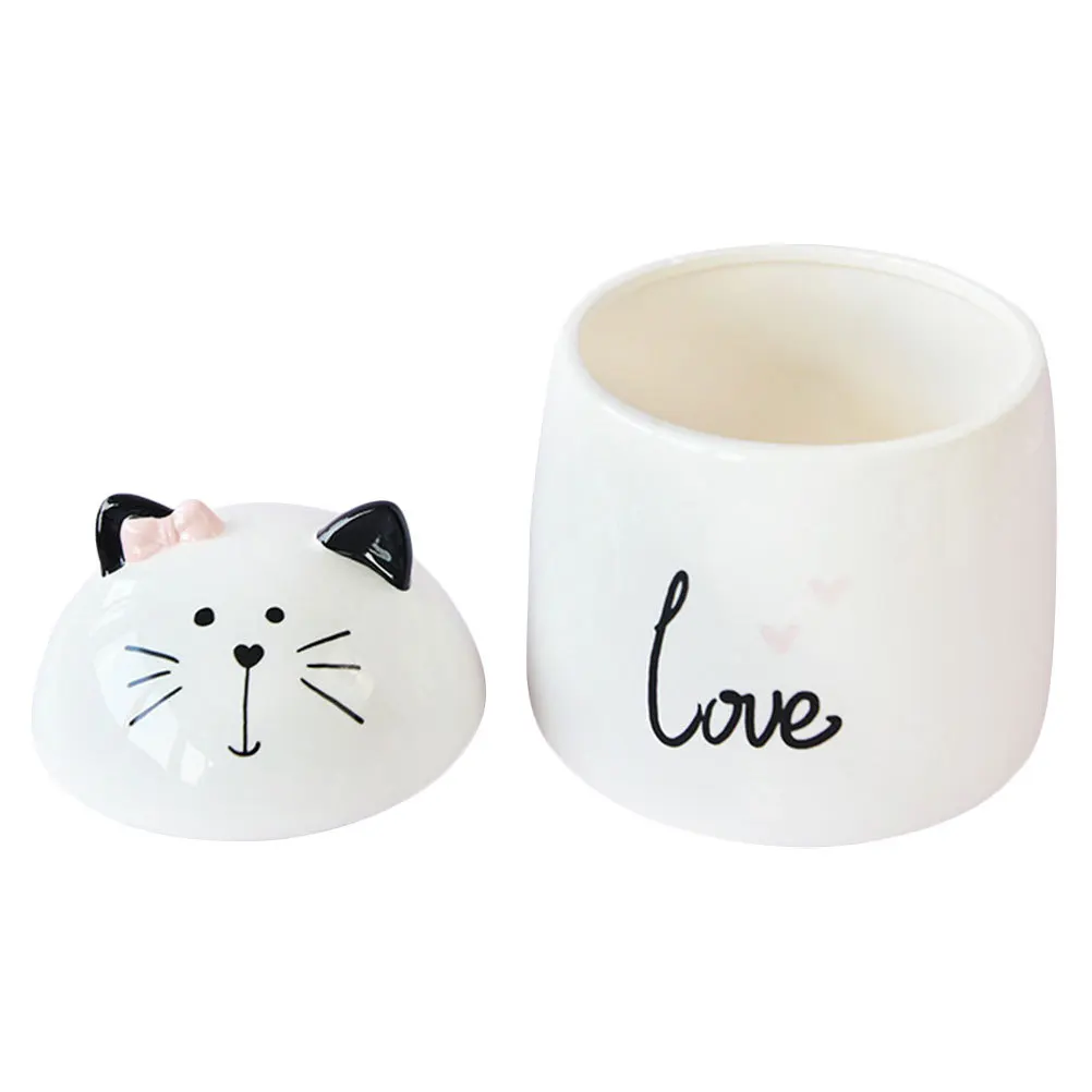 

Ceramic Cat Shaped Seasoning Container Tea Canister Spice Jar Sugar Storage Pot Multipurpose Kitchen Desktop Organizer