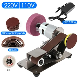 Multifunctional Mini Electric Belt Sander DIY Polishing Grinding Machine Cutter Knife Edges Belts Grinder Sharpener 220V/110V