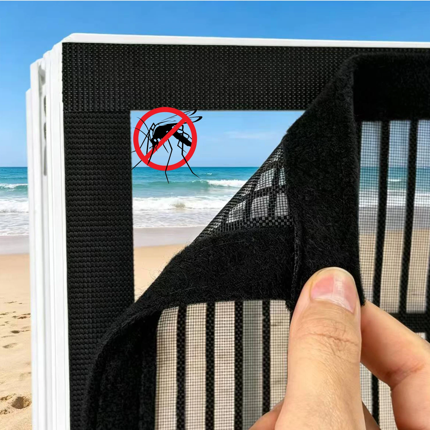 

Summer home mosquito net upgraded striped diamond mesh self-adhesive curtainand window accessories multiple sizes to choose from