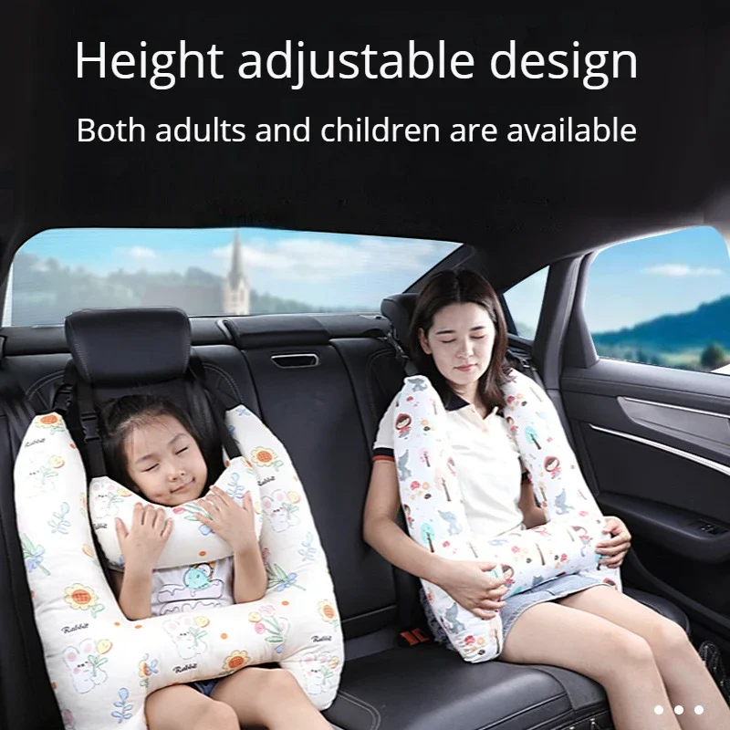 H-Shape Travel Head Pillow Support Kid and Adult Sleeping Safety Travel Neck Pillows Cute Animal Pattern Car Interior Accessory