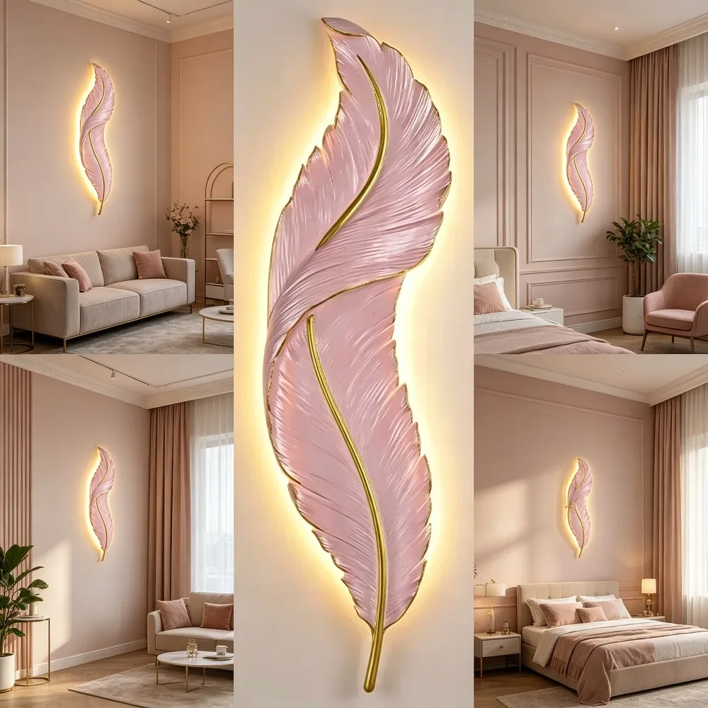Modern Sconce Feather Wall Light LED for Bedroom Living Room Bedside Interior Wall Lamp Lighting Fixture Home Decoration Lustre