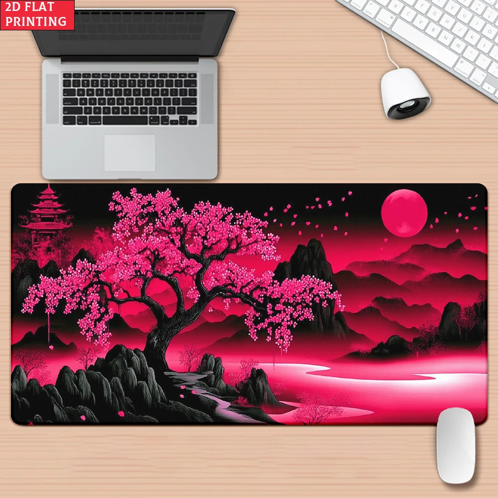 [Brand] Iron Art XXL Mouse Pad Red Floral 2D Flat Non-Slip Rubber Base Multi Functional Large Computer Desk Gaming Office
