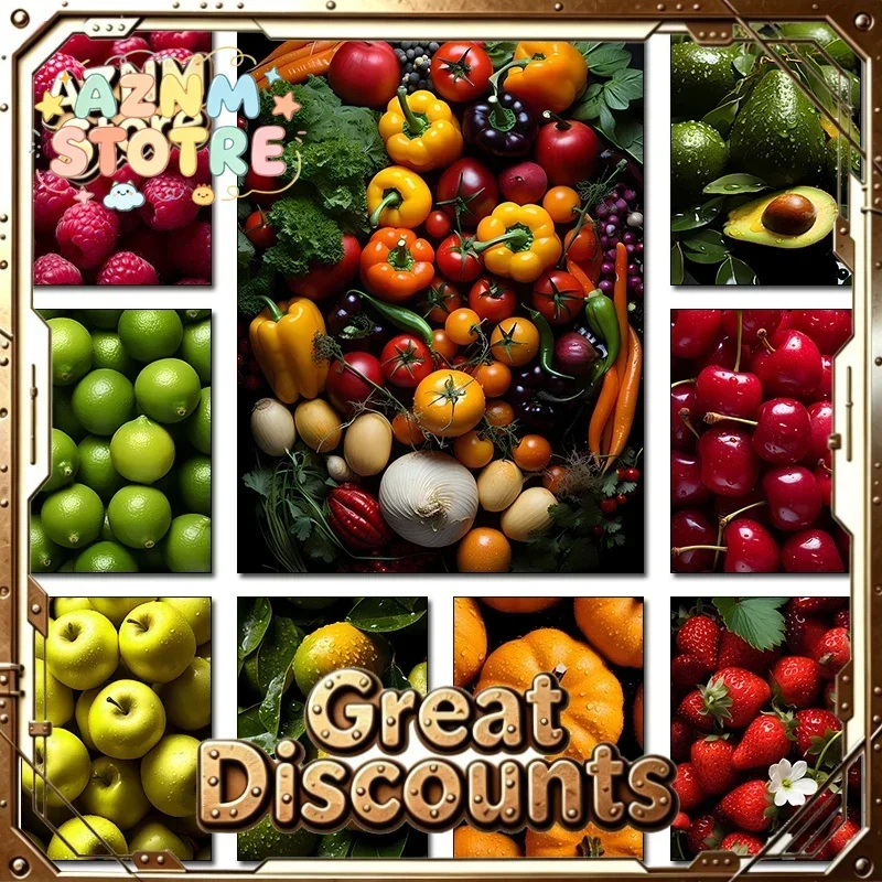 Modern Lemon Avocado Apple Cherry HD Pictures Delicious Fruit Wall Art For Living Room Kitchen Restaurant Decor Frameless Gif