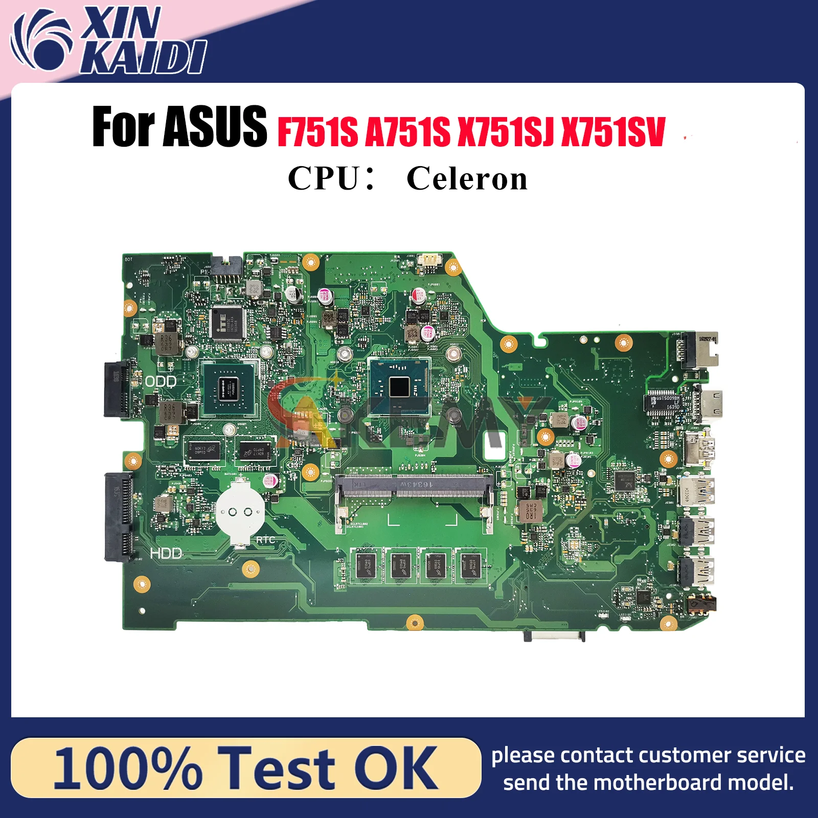 

X751SJ Материнская плата для ноутбука ASUS VivoBook A751S X751S F751S X751SV X751SJ Материнская плата с процессором Celeron 100% tests OK быстрая доставка