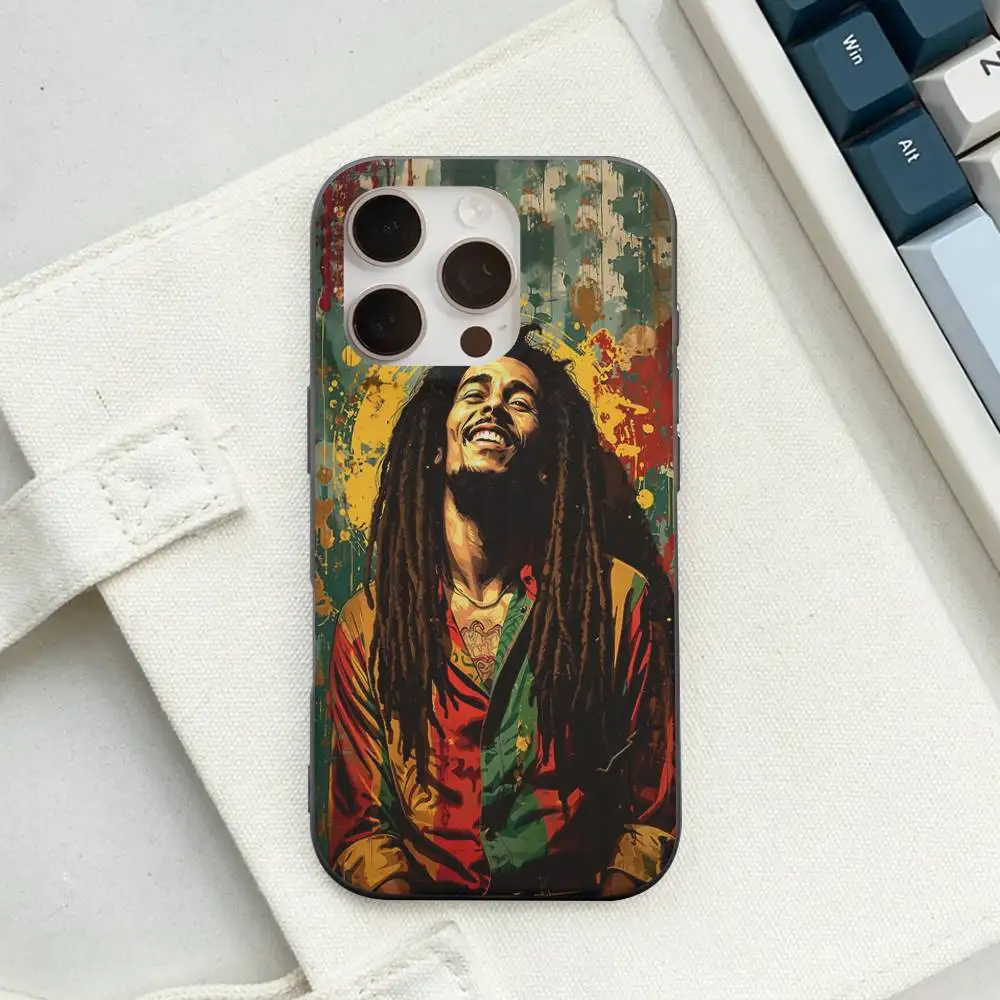 Bob Marley Rasta Lion Soft Corrugated Transparent Phone Case For iPhone 17 15 16 11 12 13 14 Pro Max Plus Pro