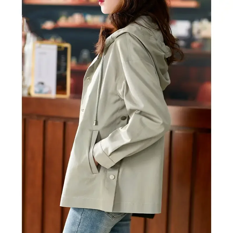 2024 Women's Jacket Spring Hooded Casual Crop Top New Korean Version of Solid Color Short Loose Streetwear Y2k Outerwear