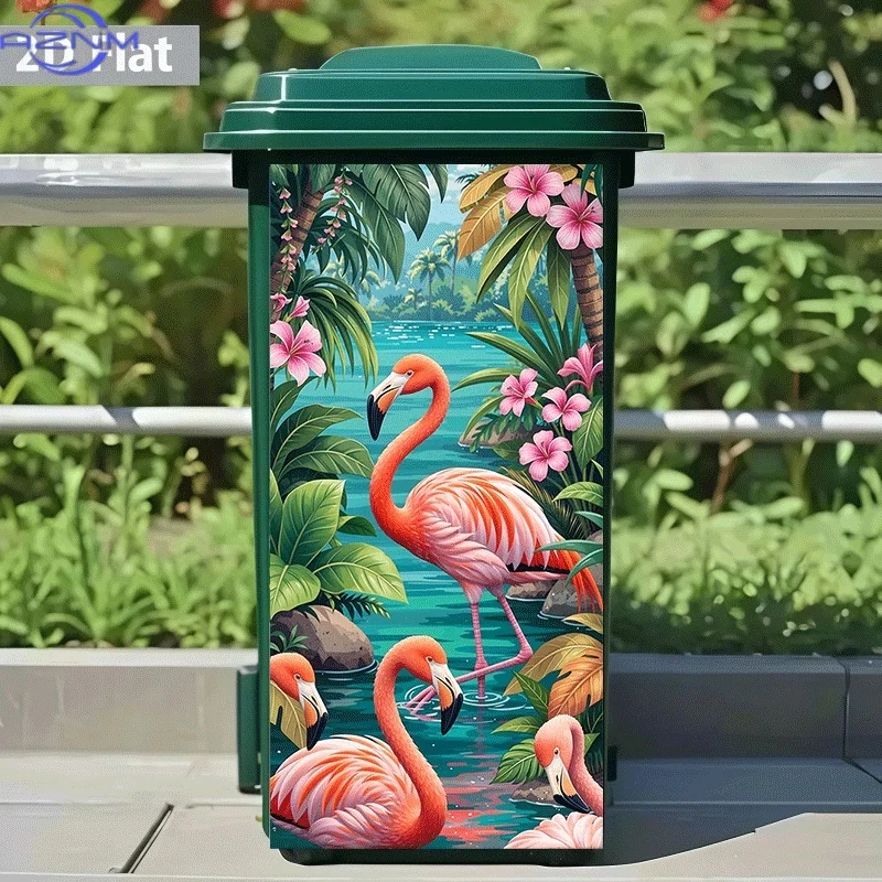 1pc Self-Adhesive Flamingo Wall Decal Sticker Suitable for Trash Cans, Walls, Home Decor - Modern Matte Peel & Stick Wallpaper