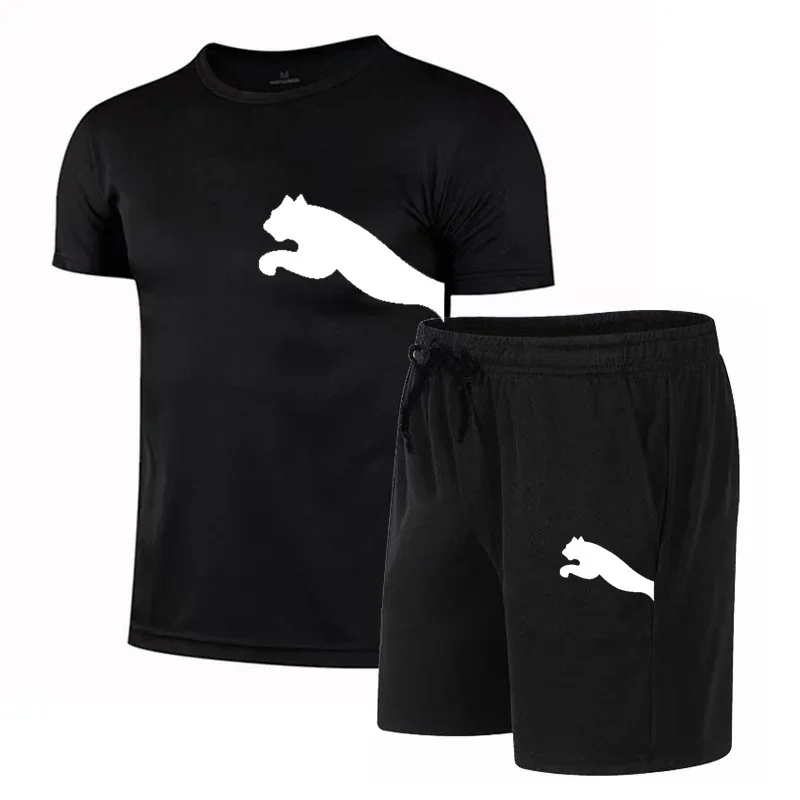 

Men's short-sleeved T-shirt sportswear set, summer new outdoor basketball casual men's pullover + shorts two-piece set