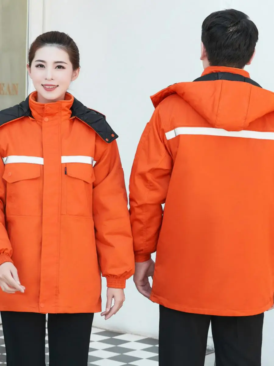 

Утепленная зимняя рабочая куртка для мужчин из хлопка со светоотражающими полосами, для авторемонта, спецодежда, новая модель