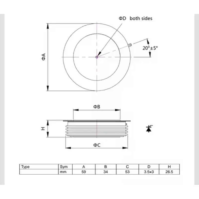 for Power Switching High Frequency Rectifier Diode Gate Power 6500V SCR 59x25.5mm Alternator Rectifier Diode Module
